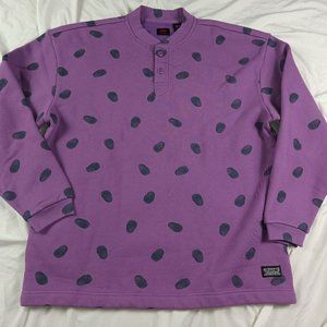 Levi's Crewneck Oversized Fleece Sweatshirt Sweater Henley Collar Purple